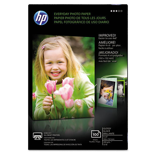 HP wholesale. Everyday Glossy Photo Paper, 8 Mil, 4 X 6, Glossy White, 100-pack. HSD Wholesale: Janitorial Supplies, Breakroom Supplies, Office Supplies.