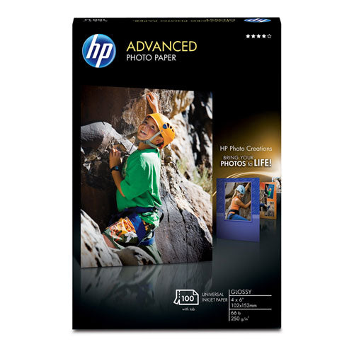 HP wholesale. Advanced Photo Paper, 10.5 Mil, 4 X 6, Glossy White, 100-pack. HSD Wholesale: Janitorial Supplies, Breakroom Supplies, Office Supplies.