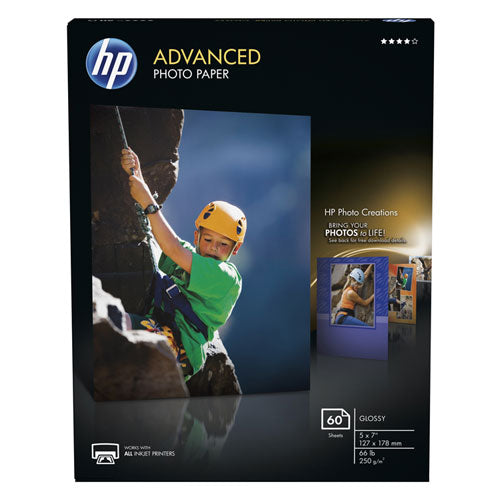 HP wholesale. Advanced Photo Paper, 10.5 Mil, 5 X 7, Glossy White, 60-pack. HSD Wholesale: Janitorial Supplies, Breakroom Supplies, Office Supplies.