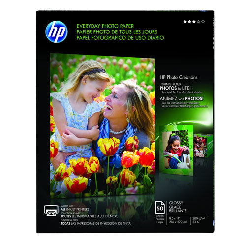 HP wholesale. Everyday Photo Paper, 8 Mil, 8.5 X 11, Glossy White, 50-pack. HSD Wholesale: Janitorial Supplies, Breakroom Supplies, Office Supplies.