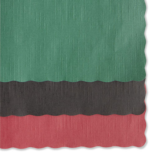 Hoffmaster® wholesale. Hoffmaster Solid Color Scalloped Edge Placemats, 9.5 X 13.5, Hunter Green, 1,000-carton. HSD Wholesale: Janitorial Supplies, Breakroom Supplies, Office Supplies.