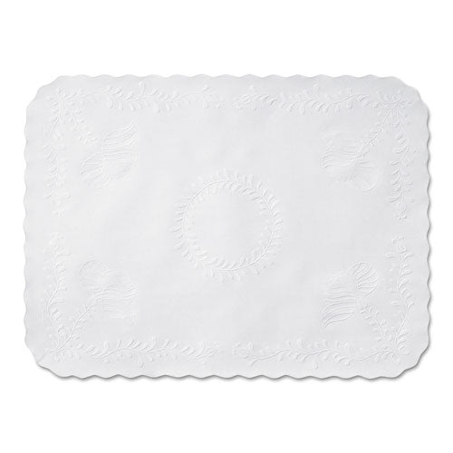 Hoffmaster® wholesale. Hoffmaster Anniversary Embossed Scalloped Edge Tray Mat, 14 X 19, White, 1,000-carton. HSD Wholesale: Janitorial Supplies, Breakroom Supplies, Office Supplies.