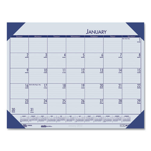 House of Doolittle™ wholesale. Recycled Ecotones Ocean Blue Monthly Desk Pad Calendar, 22 X 17, 2021. HSD Wholesale: Janitorial Supplies, Breakroom Supplies, Office Supplies.