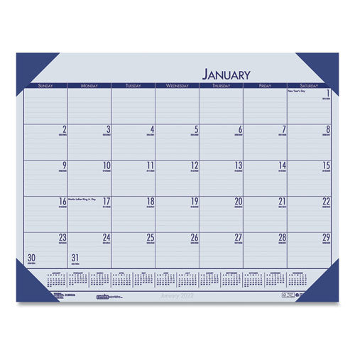 House of Doolittle™ wholesale. Recycled Ecotones Ocean Blue Monthly Desk Pad Calendar, 18.5 X 13, 2021. HSD Wholesale: Janitorial Supplies, Breakroom Supplies, Office Supplies.