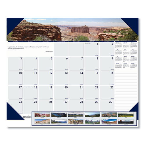 House of Doolittle™ wholesale. Recycled Mountains Of The World Photo Monthly Desk Pad Calendar, 22 X 17, 2021. HSD Wholesale: Janitorial Supplies, Breakroom Supplies, Office Supplies.