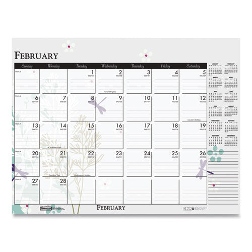 House of Doolittle™ wholesale. 100% Recycled Contempo Desk Pad Calendar, 18.5 X 13, Wild Flowers, 2021. HSD Wholesale: Janitorial Supplies, Breakroom Supplies, Office Supplies.