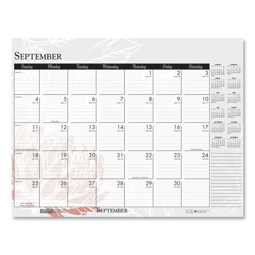 House of Doolittle™ wholesale. 100% Recycled Contempo Desk Pad Calendar, 22 X 17, Wild Flowers, 2021. HSD Wholesale: Janitorial Supplies, Breakroom Supplies, Office Supplies.