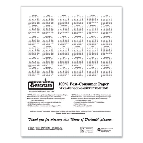 House of Doolittle™ wholesale. Recycled Professional Academic Weekly Planner, 11 X 8.5, Black, 2021-2022. HSD Wholesale: Janitorial Supplies, Breakroom Supplies, Office Supplies.