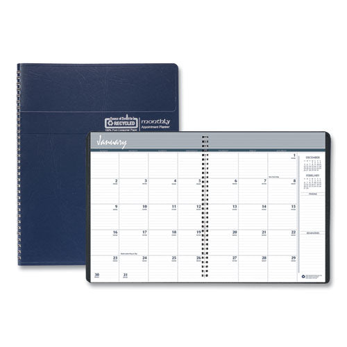 House of Doolittle™ wholesale. Recycled Ruled Monthly Planner, 14-month Dec.-jan., 11 X 8.5, Blue, 2020-2022. HSD Wholesale: Janitorial Supplies, Breakroom Supplies, Office Supplies.