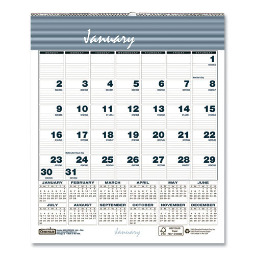 House of Doolittle™ wholesale. Bar Harbor Wirebound Monthly Wall Calendar, 6 X 7, Blue, 2021. HSD Wholesale: Janitorial Supplies, Breakroom Supplies, Office Supplies.