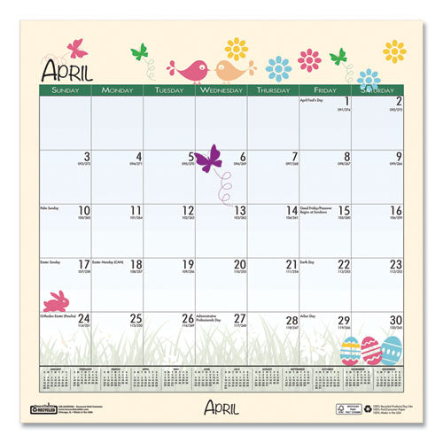 House of Doolittle™ wholesale. 100% Recycled Seasonal Wall Calendar, 12 X 12, 2021. HSD Wholesale: Janitorial Supplies, Breakroom Supplies, Office Supplies.