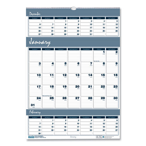 House of Doolittle™ wholesale. Recycled Bar Harbor Three-months-per-page Wall Calendar, 12 X 17, 2020-2022. HSD Wholesale: Janitorial Supplies, Breakroom Supplies, Office Supplies.