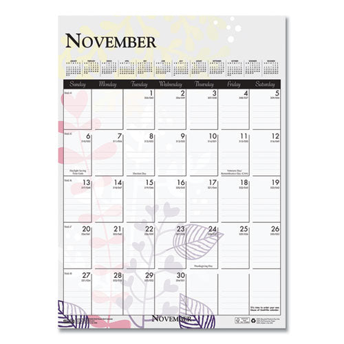 House of Doolittle™ wholesale. 100% Recycled Wild Flower Wall Calendar, 12 X 16.5, Wild Flowers, 2021. HSD Wholesale: Janitorial Supplies, Breakroom Supplies, Office Supplies.
