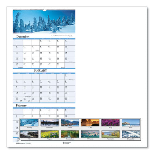 House of Doolittle™ wholesale. Recycled Scenic Compact Three-month Wall Calendar, 8 X 17, 2020-2022. HSD Wholesale: Janitorial Supplies, Breakroom Supplies, Office Supplies.