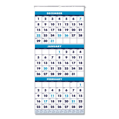 House of Doolittle™ wholesale. Recycled Three-month Format Wall Calendar, 12.25 X 26, 14-month, 2020-2022. HSD Wholesale: Janitorial Supplies, Breakroom Supplies, Office Supplies.