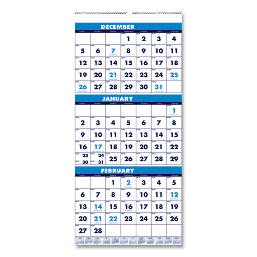 House of Doolittle™ wholesale. Recycled Three-month Format Wall Calendar, 8 X 17, 14-month (dec-jan) 2020-2022. HSD Wholesale: Janitorial Supplies, Breakroom Supplies, Office Supplies.