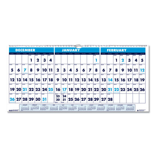 House of Doolittle™ wholesale. Recycled Three-month Horizontal Wall Calendar, 17 X 8, 14-month, 2020-2022. HSD Wholesale: Janitorial Supplies, Breakroom Supplies, Office Supplies.