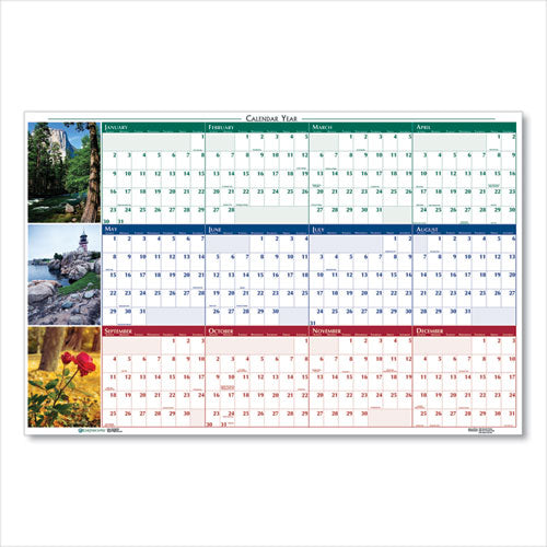 House of Doolittle™ wholesale. Recycled Earthscapes Nature Scene Reversible Yearly Wall Calendar, 18 X 24, 2021. HSD Wholesale: Janitorial Supplies, Breakroom Supplies, Office Supplies.