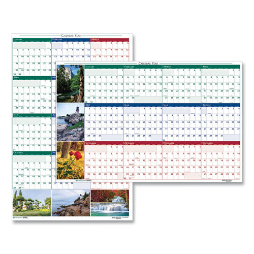 House of Doolittle™ wholesale. Recycled Earthscapes Nature Scene Reversible Yearly Wall Calendar, 18 X 24, 2021. HSD Wholesale: Janitorial Supplies, Breakroom Supplies, Office Supplies.