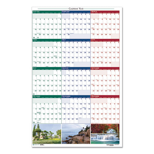 House of Doolittle™ wholesale. Recycled Earthscapes Nature Scene Reversible Yearly Wall Calendar, 24 X 37, 2021. HSD Wholesale: Janitorial Supplies, Breakroom Supplies, Office Supplies.