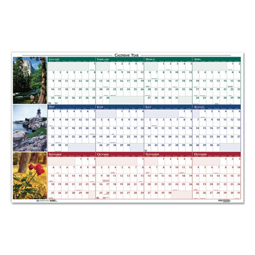 House of Doolittle™ wholesale. Recycled Earthscapes Nature Scene Reversible Yearly Wall Calendar, 24 X 37, 2021. HSD Wholesale: Janitorial Supplies, Breakroom Supplies, Office Supplies.