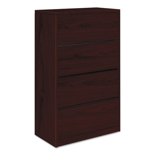 HON® wholesale. HON® 10500 Series Four-drawer Lateral File, 36w X 20d X 59.13h, Mahogany. HSD Wholesale: Janitorial Supplies, Breakroom Supplies, Office Supplies.