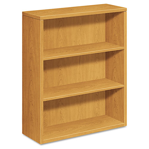 HON® wholesale. HON® 10500 Series Laminate Bookcase, Three-shelf, 36w X 13-1-8d X 43-3-8h, Harvest. HSD Wholesale: Janitorial Supplies, Breakroom Supplies, Office Supplies.