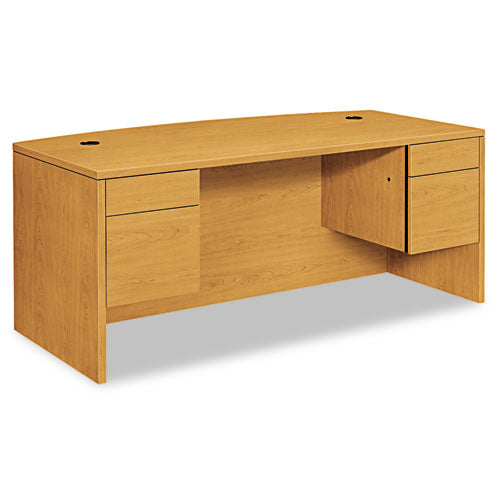 HON® wholesale. HON® 10500 Series Bow Front Double Pedestal Desk, 72" X 36" X 29.5", Harvest. HSD Wholesale: Janitorial Supplies, Breakroom Supplies, Office Supplies.