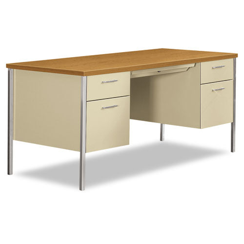 HON® wholesale. HON® 34000 Series Double Pedestal Desk, 60" X 30" X 29.5", Harvest-putty. HSD Wholesale: Janitorial Supplies, Breakroom Supplies, Office Supplies.