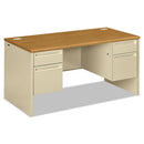 HON® wholesale. HON® 38000 Series Double Pedestal Desk, 60" X 30" X 29.5", Harvest-putty. HSD Wholesale: Janitorial Supplies, Breakroom Supplies, Office Supplies.