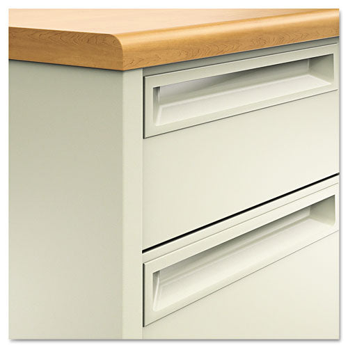 HON® wholesale. HON® 38000 Series Double Pedestal Desk, 72" X 36" X 29.5", Harvest-putty. HSD Wholesale: Janitorial Supplies, Breakroom Supplies, Office Supplies.