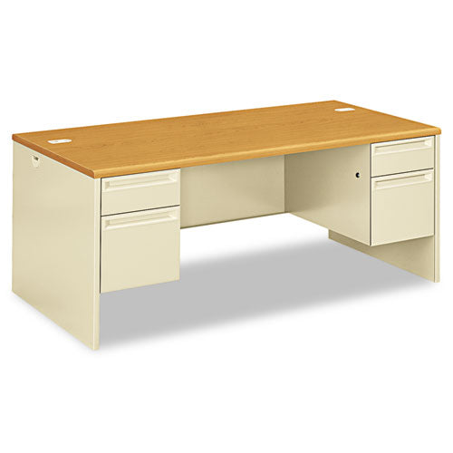 HON® wholesale. HON® 38000 Series Double Pedestal Desk, 72" X 36" X 29.5", Harvest-putty. HSD Wholesale: Janitorial Supplies, Breakroom Supplies, Office Supplies.