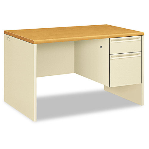 HON® wholesale. HON® 38000 Series Right Pedestal Desk, 48" X 30" X 29.5", Harvest-putty. HSD Wholesale: Janitorial Supplies, Breakroom Supplies, Office Supplies.
