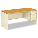 HON® wholesale. HON® 38000 Series Right Pedestal Desk, 66" X 30" X 29.5", Harvest-putty. HSD Wholesale: Janitorial Supplies, Breakroom Supplies, Office Supplies.