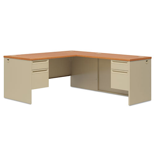 HON® wholesale. HON® 38000 Series Left Pedestal Desk, 66" X 30" X 29.5", Harvest-putty. HSD Wholesale: Janitorial Supplies, Breakroom Supplies, Office Supplies.