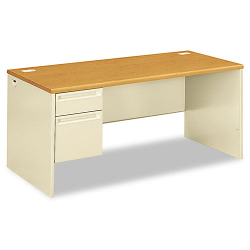 HON® wholesale. HON® 38000 Series Left Pedestal Desk, 66" X 30" X 29.5", Harvest-putty. HSD Wholesale: Janitorial Supplies, Breakroom Supplies, Office Supplies.