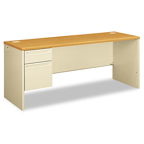 HON® wholesale. HON® 38000 Series Left Pedestal Credenza, 72w X 24d X 29.5h, Harvest-putty. HSD Wholesale: Janitorial Supplies, Breakroom Supplies, Office Supplies.