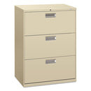 HON® wholesale. HON® 600 Series Three-drawer Lateral File, 30w X 18d X 39.13h, Putty. HSD Wholesale: Janitorial Supplies, Breakroom Supplies, Office Supplies.