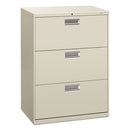 HON® wholesale. HON® 600 Series Three-drawer Lateral File, 30w X 18d X 39.13h, Light Gray. HSD Wholesale: Janitorial Supplies, Breakroom Supplies, Office Supplies.