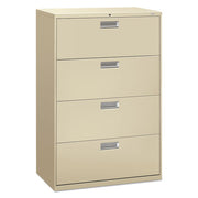 HON® wholesale. HON® 600 Series Four-drawer Lateral File, 36w X 18d X 52.5h, Putty. HSD Wholesale: Janitorial Supplies, Breakroom Supplies, Office Supplies.