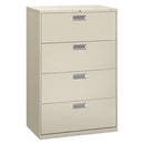 HON® wholesale. HON® 600 Series Four-drawer Lateral File, 36w X 18d X 52.5h, Light Gray. HSD Wholesale: Janitorial Supplies, Breakroom Supplies, Office Supplies.