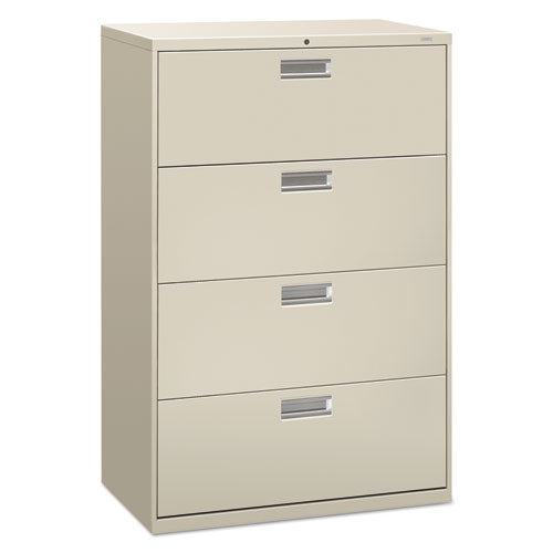 HON® wholesale. HON® 600 Series Four-drawer Lateral File, 36w X 18d X 52.5h, Light Gray. HSD Wholesale: Janitorial Supplies, Breakroom Supplies, Office Supplies.