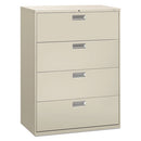 HON® wholesale. HON® 600 Series Four-drawer Lateral File, 42w X 18d X 52.5h, Light Gray. HSD Wholesale: Janitorial Supplies, Breakroom Supplies, Office Supplies.