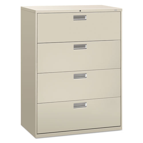 HON® wholesale. HON® 600 Series Four-drawer Lateral File, 42w X 18d X 52.5h, Light Gray. HSD Wholesale: Janitorial Supplies, Breakroom Supplies, Office Supplies.