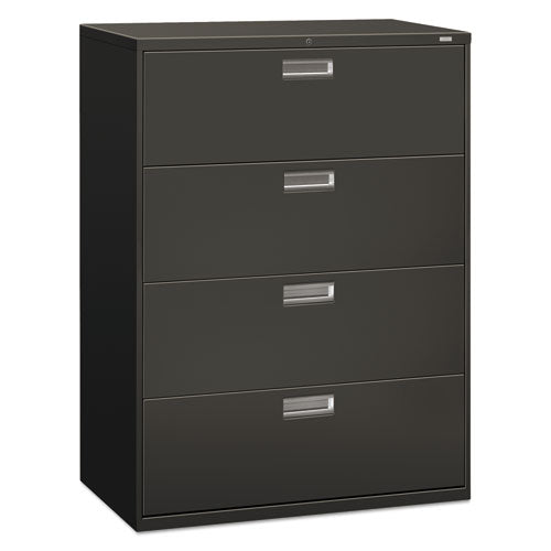 HON® wholesale. HON® 600 Series Four-drawer Lateral File, 42w X 18d X 52.5h, Charcoal. HSD Wholesale: Janitorial Supplies, Breakroom Supplies, Office Supplies.