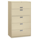 HON® wholesale. HON® 600 Series Five-drawer Lateral File, 42w X 18d X 64.25h, Putty. HSD Wholesale: Janitorial Supplies, Breakroom Supplies, Office Supplies.