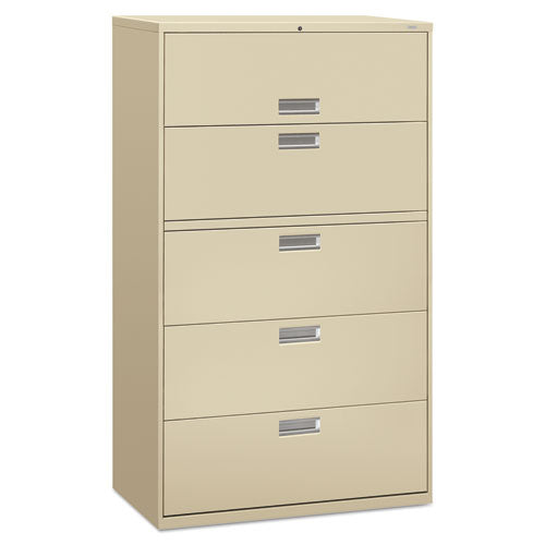 HON® wholesale. HON® 600 Series Five-drawer Lateral File, 42w X 18d X 64.25h, Putty. HSD Wholesale: Janitorial Supplies, Breakroom Supplies, Office Supplies.