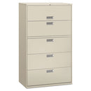 HON® wholesale. HON® 600 Series Five-drawer Lateral File, 42w X 18d X 64.25h, Light Gray. HSD Wholesale: Janitorial Supplies, Breakroom Supplies, Office Supplies.