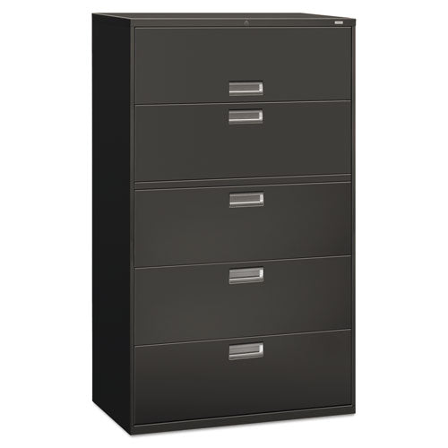 HON® wholesale. HON® 600 Series Five-drawer Lateral File, 42w X 18d X 64.25h, Charcoal. HSD Wholesale: Janitorial Supplies, Breakroom Supplies, Office Supplies.