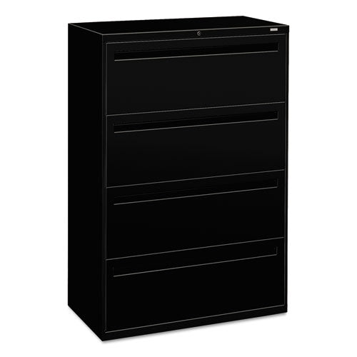 HON® wholesale. HON® 700 Series Four-drawer Lateral File, 36w X 18d X 52.5h, Black. HSD Wholesale: Janitorial Supplies, Breakroom Supplies, Office Supplies.